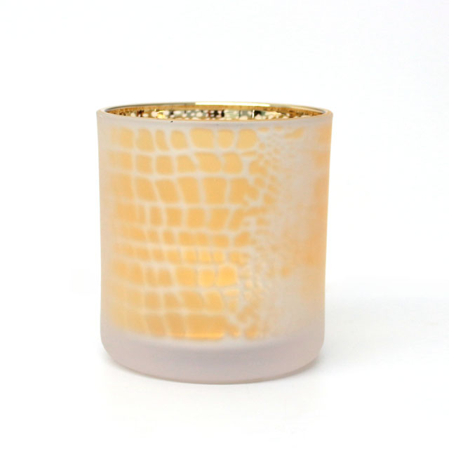 frosted unique pattern empty custom glass candle jar