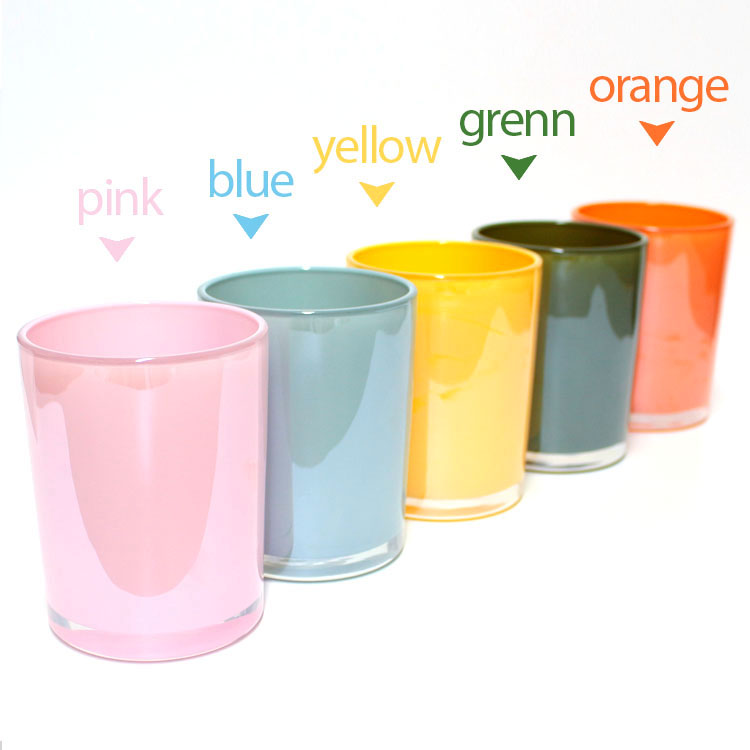 luxury the candle jar company glossy empty white pink yellow green orange colored cylinder wholesale glass candle jars with wooden lids